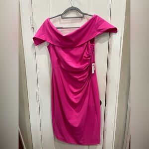 Vince Camuto Fuchsia Off the Shoulder Dress Sz 14 NWT